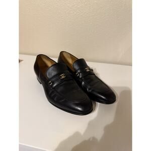 Men’s Gucci Loafers | All Black Leather w/ Gold Horsebit | Size 11